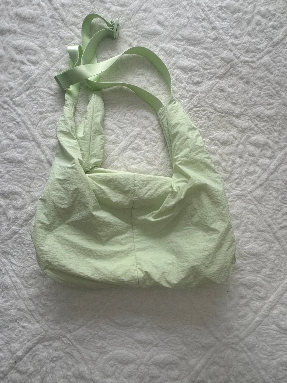 Pale Green Shoulder Hobo Bag with Ribbon Straps